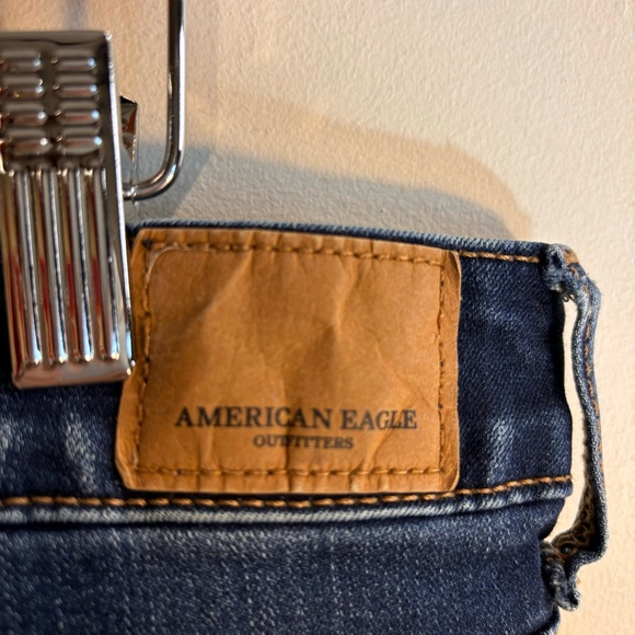AMERICAN EAGLE Sz 14 Jeans High Rise Slim Flare Mid-Wash Wiskering Stretch - Picture 6 of 13